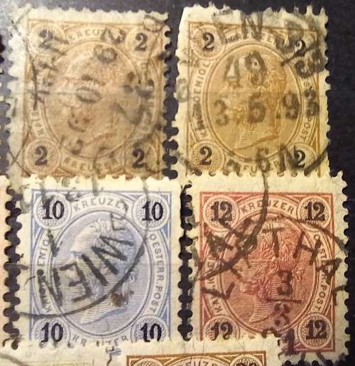 Austria 1890 to 1891 lot of 11 Kreuzer values, used
