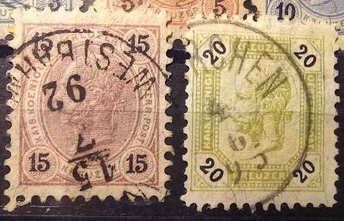 Austria 1890 to 1891 lot of 11 Kreuzer values, used