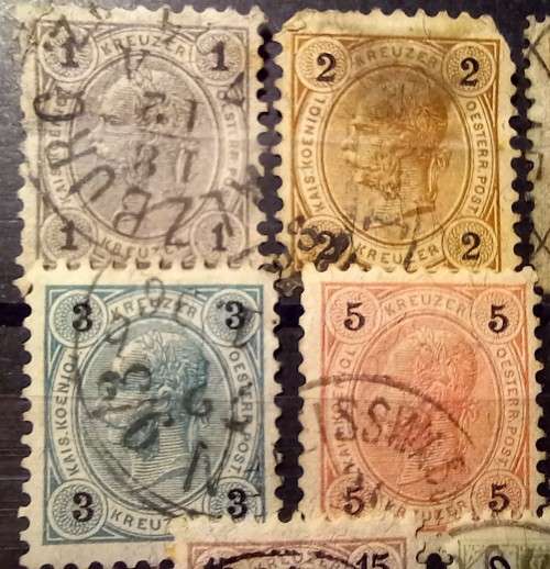 Austria 1890 to 1891 lot of 11 Kreuzer values, used