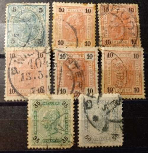Austria 1900 to 1901 lot of 8 used Heller stamps