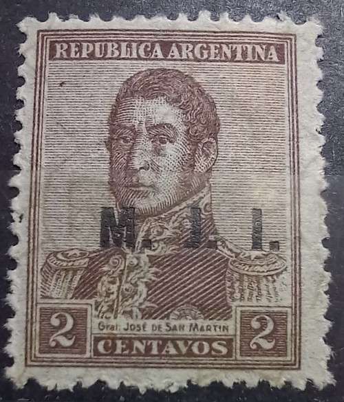 1920 Argentina 2C MH with MJI (Ministry of Justice & Instruction) overprint
