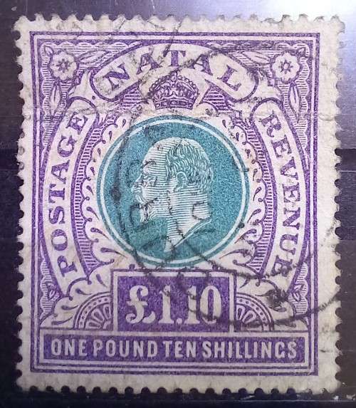 1902 Natal 1 Pound 10 Shillings, used