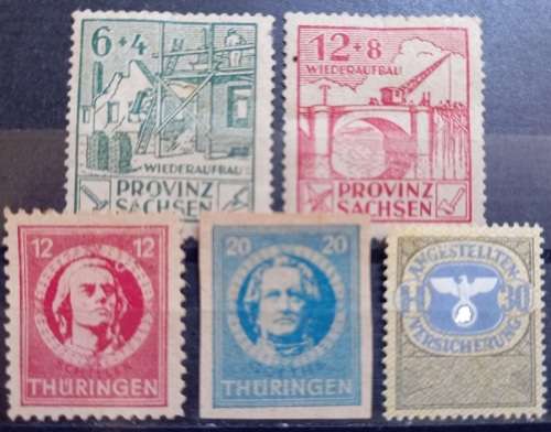Germany lot of 4 Russian Occupation Zone + Insurance stamp MH
