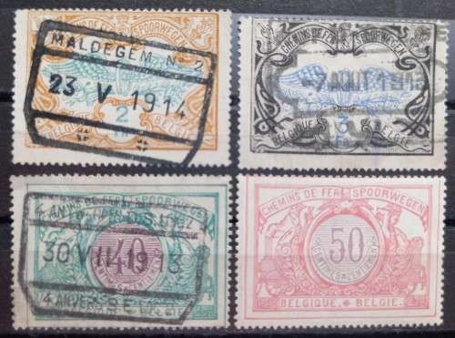 Belgium 1892 to 1912 lot of 28 used and MH railway parcel post stamps