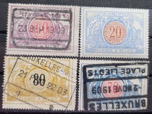 Belgium 1892 to 1912 lot of 28 used and MH railway parcel post stamps