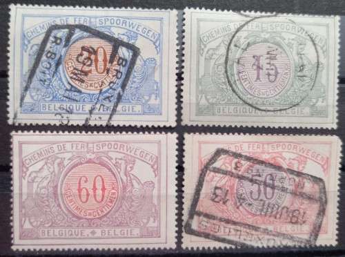 Belgium 1892 to 1912 lot of 28 used and MH railway parcel post stamps