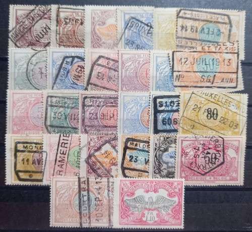 Belgium 1892 to 1912 lot of 28 used and MH railway parcel post stamps