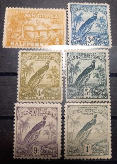 New Guinea 1925 to 1931 lot of 6 MH stamps