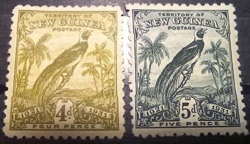 New Guinea 1925 to 1931 lot of 6 MH stamps