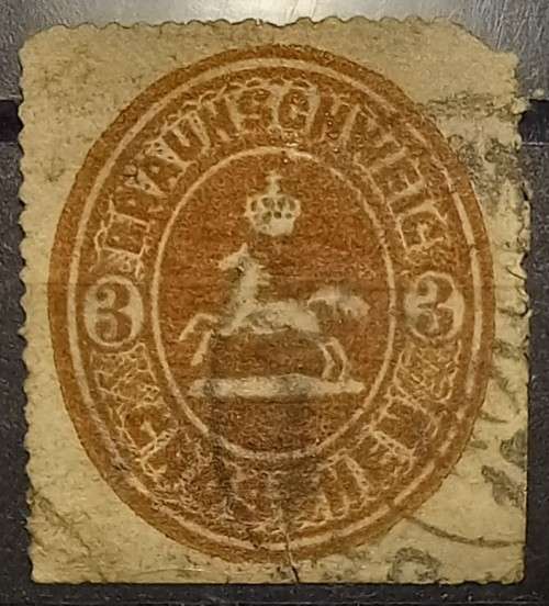 1865 Germany Braunschweig 3 Groschen used