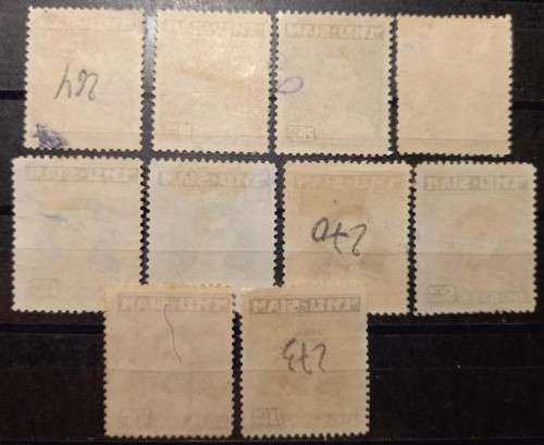 1947 Thailand Siam full set of 10 used Adulyadej stamps