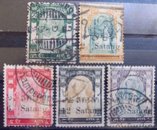 1909 Thailand Siam lot of 5 used surcharges