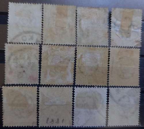 1887 Thailand Siam lot of 12 Chulalongkorn stamps to 24 Att