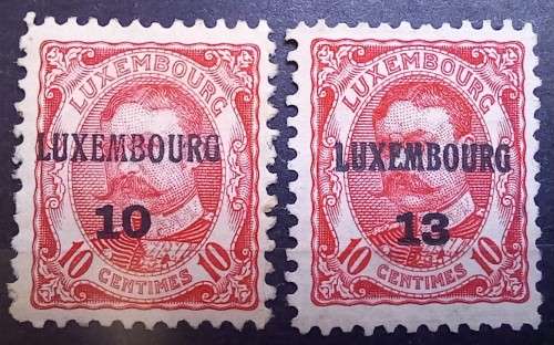 Luxembourg 1910 and 1913 lot of 2 precancels MH