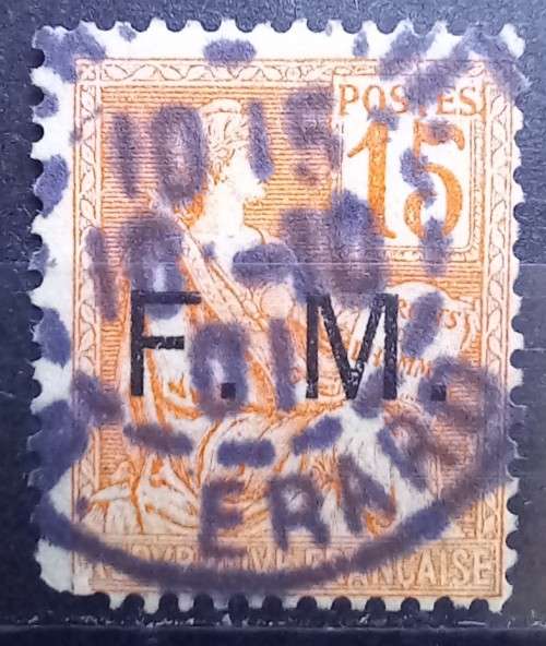 1901 French Military (F.M.) 15c overprint used