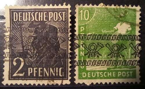 1949 Germany British American zone 2 and 10 Pf, used