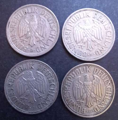 1950 Germany 1 Mark D, F, G and J