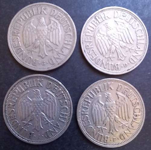 1950 Germany 1 Mark D, F, G and J