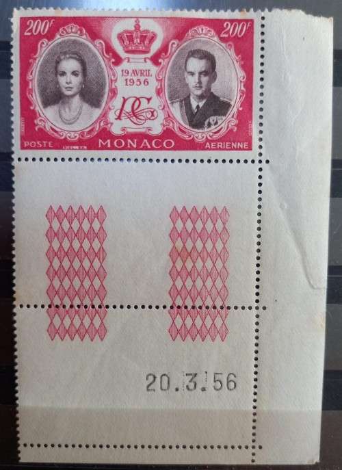 1956 Monaco Rainier and Grace Kelly full set of 8 corner blocks 1 to 500 Fr