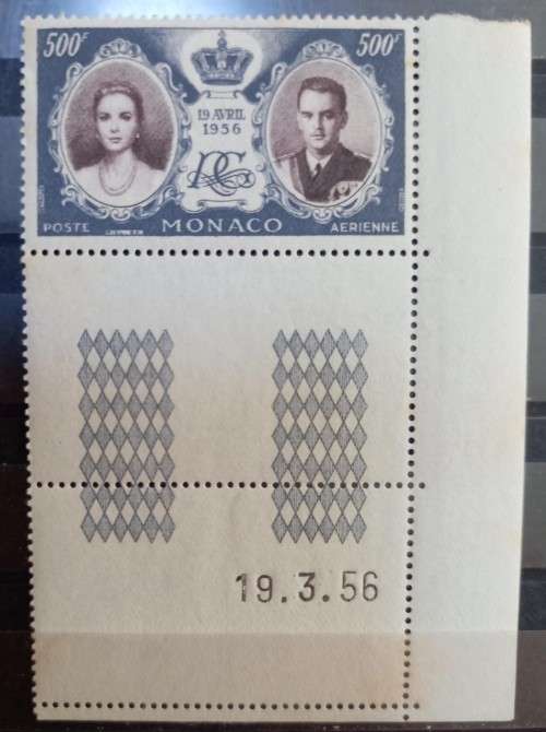 1956 Monaco Rainier and Grace Kelly full set of 8 corner blocks 1 to 500 Fr