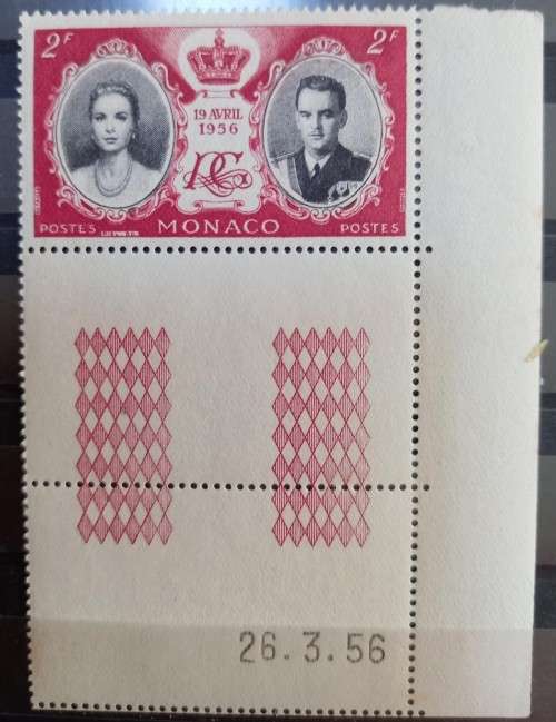 1956 Monaco Rainier and Grace Kelly full set of 8 corner blocks 1 to 500 Fr