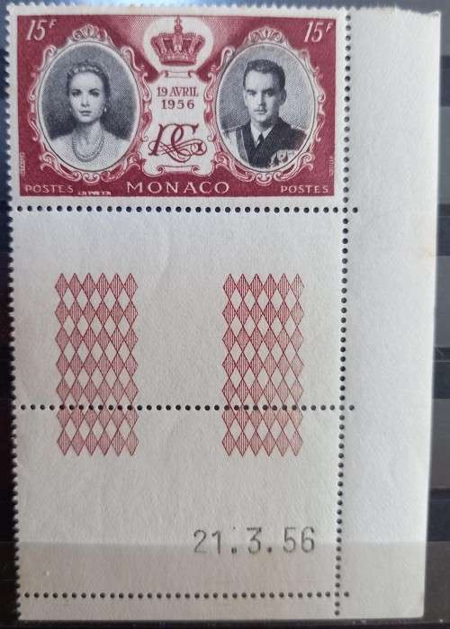 1956 Monaco Rainier and Grace Kelly full set of 8 corner blocks 1 to 500 Fr