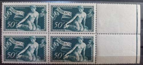 1948 Monaco three blocks of four 50c to 2Fr