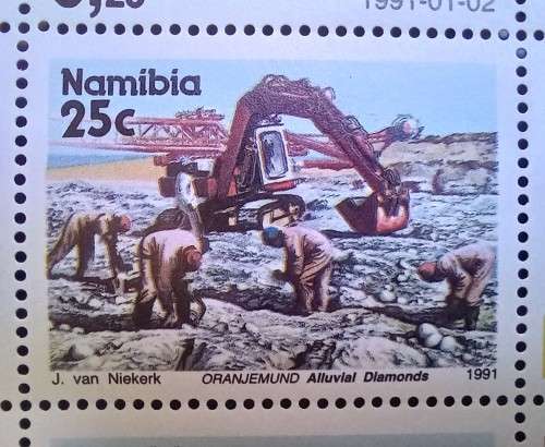 1991 Namibia 25c pair of control blocks - one looks double printed