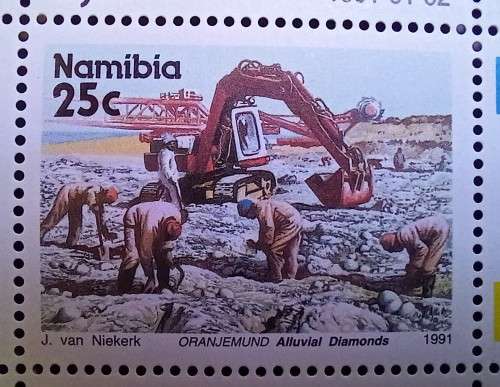 1991 Namibia 25c pair of control blocks - one looks double printed
