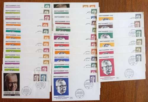 Germany 1970 to 1973 lot of 30 FDCs of President Heinemann - no duplicates