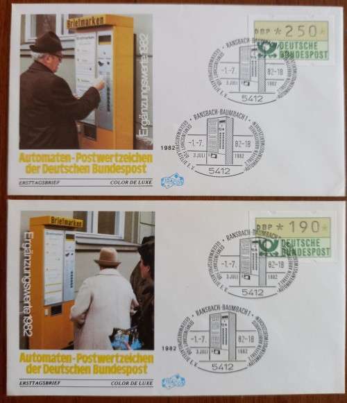 Germany 1982 lot of 6 FDCs automaten vending machine stamps