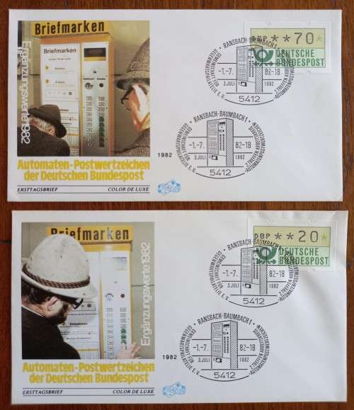 Germany 1982 lot of 6 FDCs automaten vending machine stamps