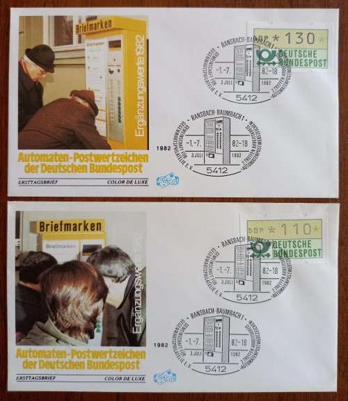 Germany 1982 lot of 6 FDCs automaten vending machine stamps