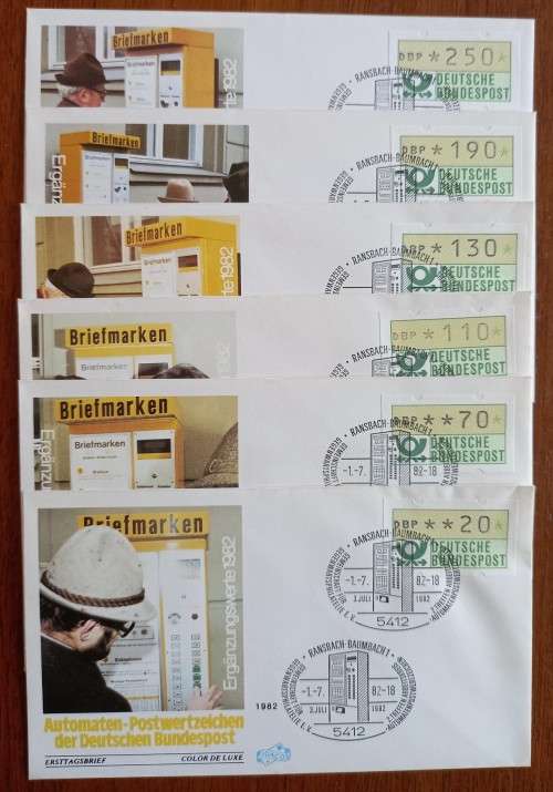 Germany 1982 lot of 6 FDCs automaten vending machine stamps