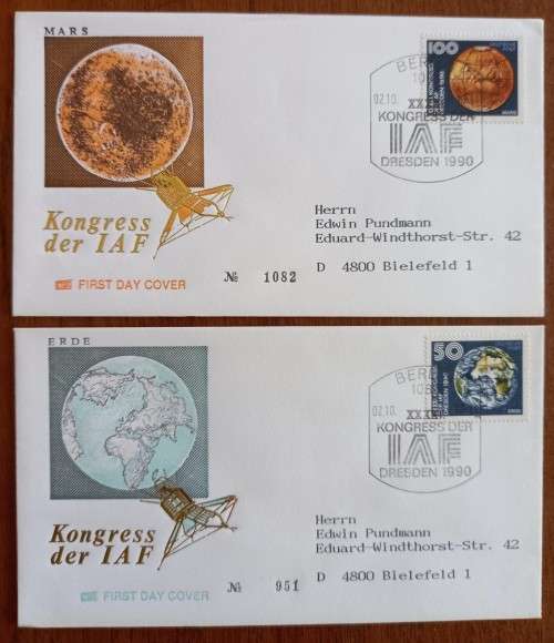 Germany 1990 lot of 4 FDCs IAF Congress - 30 to 100 Pf