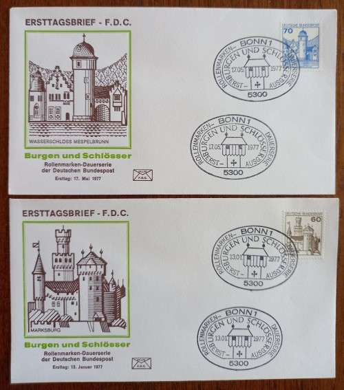 Germany 1977 to 1982 lot of 8 FDCs castles
