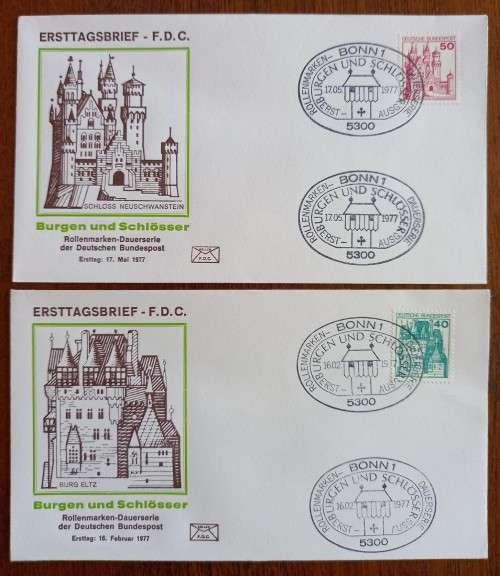 Germany 1977 to 1982 lot of 8 FDCs castles