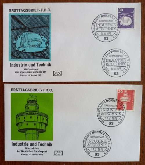 Germany 1975 and 1976 lot of 13 FDCs Industrie und Technik