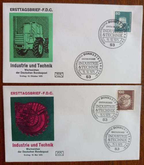 Germany 1975 and 1976 lot of 13 FDCs Industrie und Technik