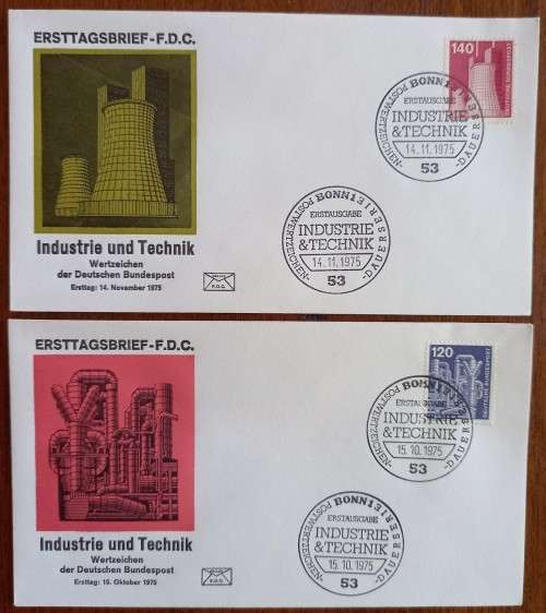 Germany 1975 and 1976 lot of 13 FDCs Industrie und Technik