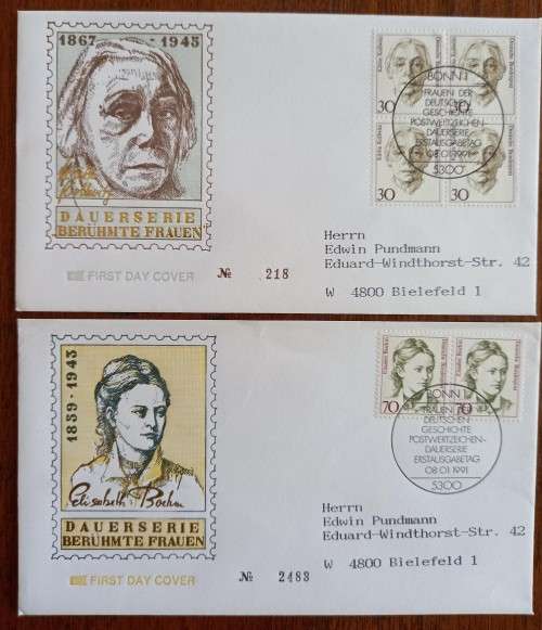 Germany 1991 lot of 6 FDCs famous women