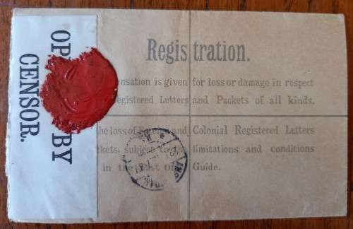 Great Britain WW1 registered cover London to Amsterdam, with War Office and Bank of India wax seals