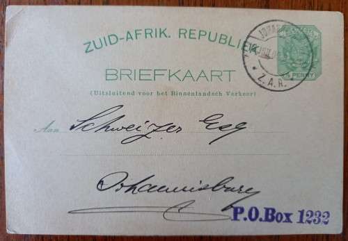 1900 ZAR Briefkaart to JHB