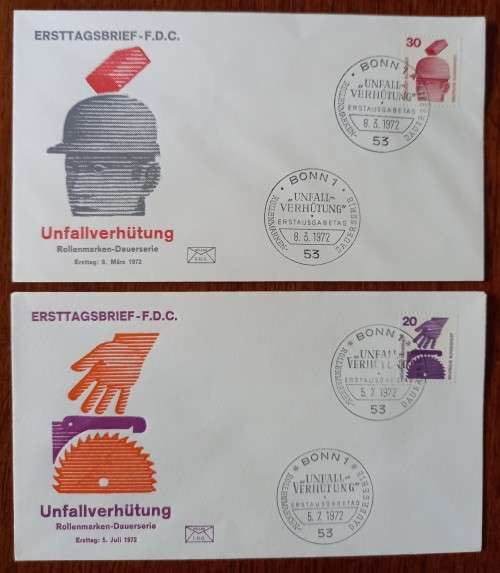 Germany Federal Republic 1971 to 1973 lot of 9 FDCs Injuries At Work