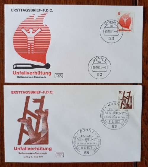 Germany Federal Republic 1971 to 1973 lot of 9 FDCs Injuries At Work