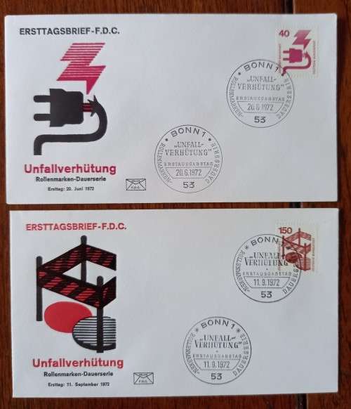Germany Federal Republic 1971 to 1973 lot of 9 FDCs Injuries At Work