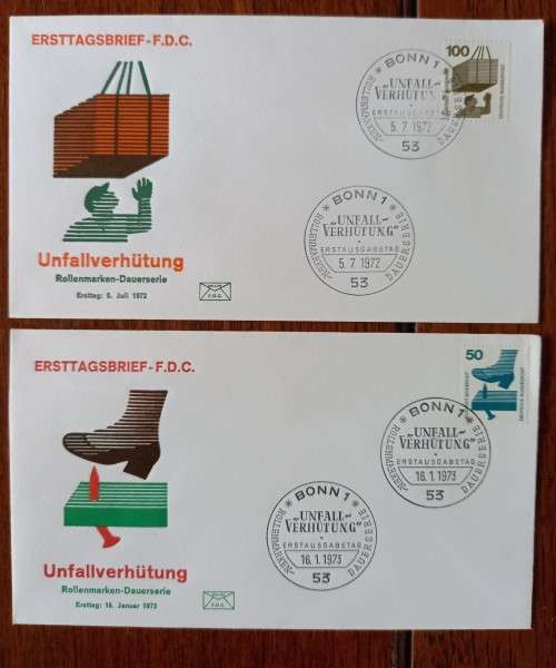 Germany Federal Republic 1971 to 1973 lot of 9 FDCs Injuries At Work