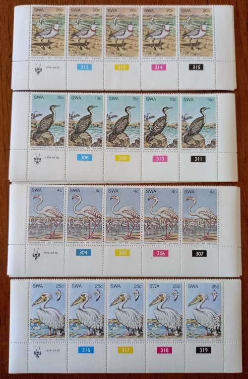 1979 SWA lot of 36 (4 x 9) control blocks water birds