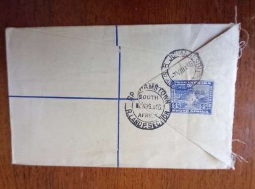 1946 SA Union registered cover Johannesburg to Grahamstown on 4d prepaid envelope