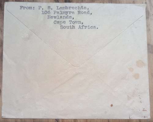 SA Union 1942 Prisoner of War post Cape Town to Italy (addressed to Captain)